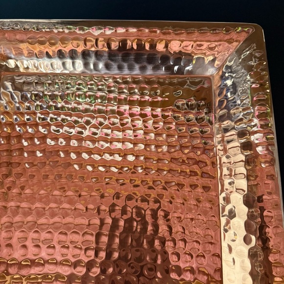 CRATE & BARREL Square Hammered Copper Tray - Picture 4 of 5